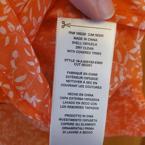 Equipment Essential Sheer Silk Blouse Orange Print - Picture 6 of 10